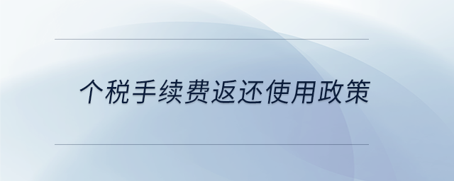 個(gè)稅手續(xù)費(fèi)返還使用政策