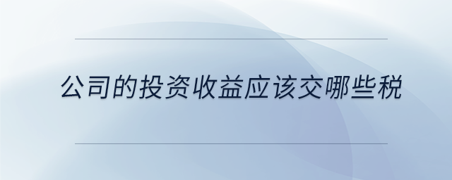 公司的投資收益應(yīng)該交哪些稅