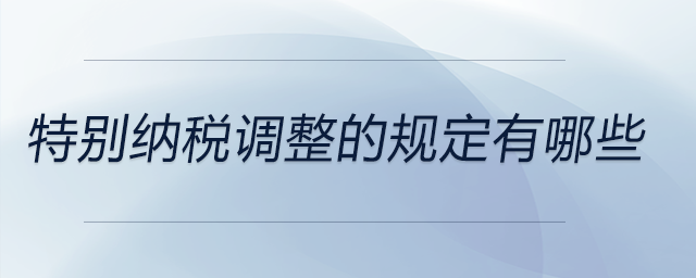 特別納稅調整的規(guī)定有哪些