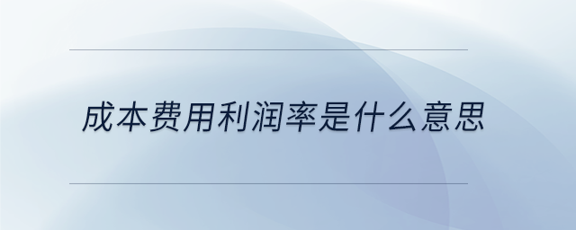 成本費(fèi)用利潤(rùn)率是什么意思