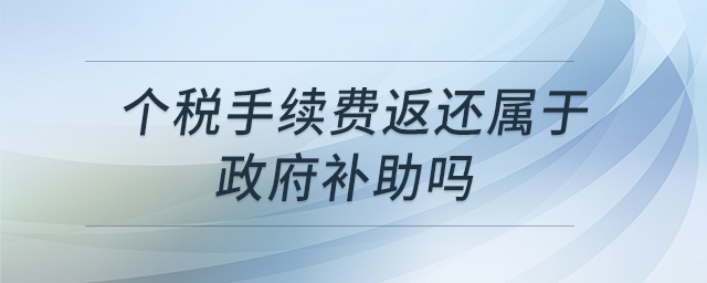 個稅手續(xù)費返還屬于政府補助嗎