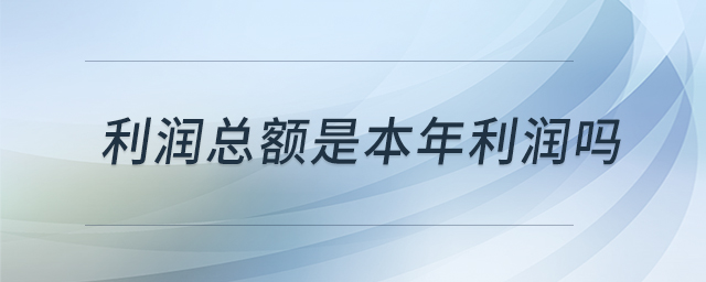 利潤總額是本年利潤嗎