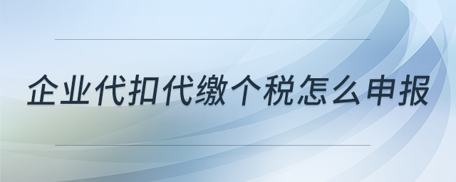 企業(yè)代扣代繳個稅怎么申報