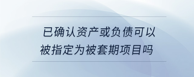 已確認資產(chǎn)或負債可以被指定為被套期項目嗎