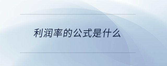 利潤(rùn)率的公式是什么