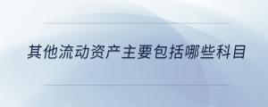 其他流動(dòng)資產(chǎn)主要包括哪些科目
