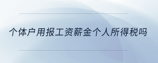 個(gè)體戶用報(bào)工資薪金個(gè)人所得稅嗎