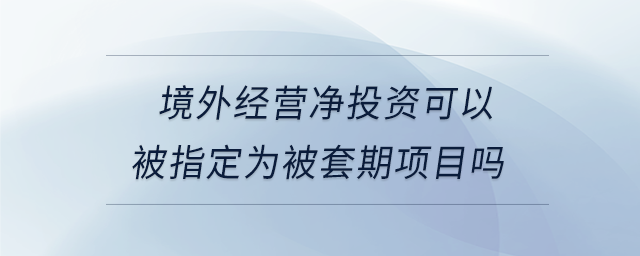 境外經(jīng)營凈投資可以被指定為被套期項目嗎