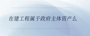 在建工程屬于政府主體資產(chǎn)么