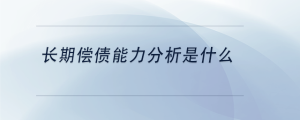 長期償債能力分析是什么？