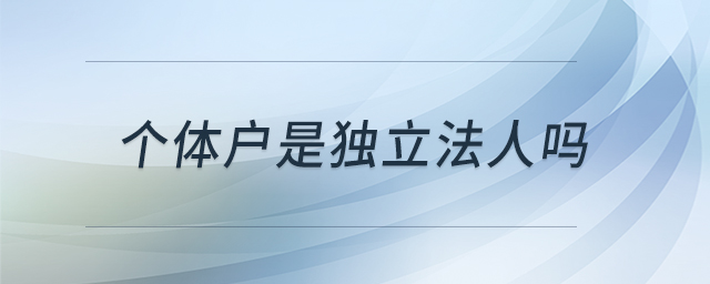 個體戶是獨(dú)立法人嗎