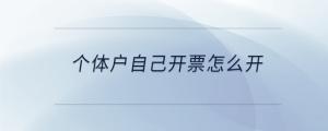 個體戶自己開票怎么開