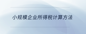 小規(guī)模企業(yè)所得稅計算方法