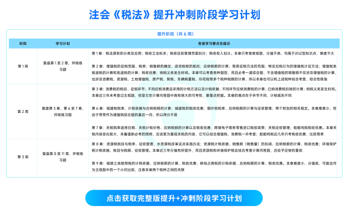 注會(huì)稅法學(xué)習(xí)計(jì)劃