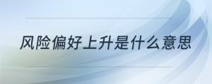 風(fēng)險(xiǎn)偏好上升是什么意思